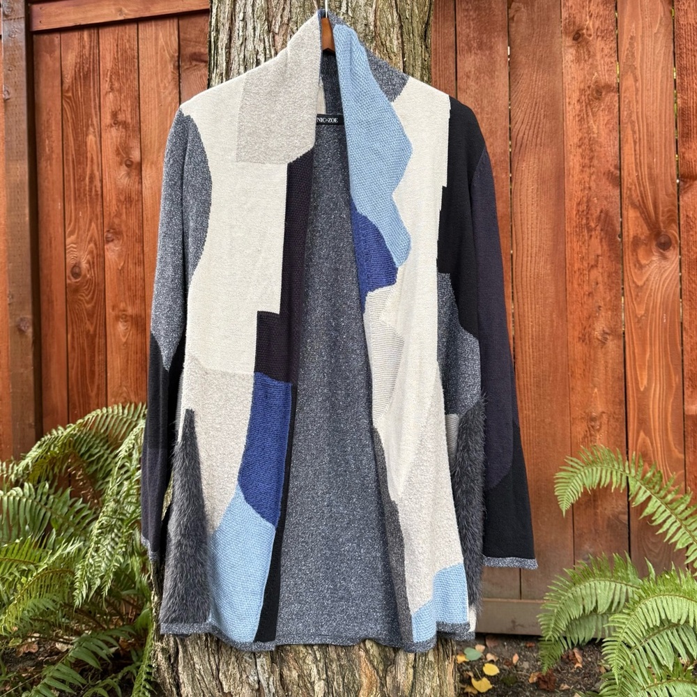 Nic + Zoe Multi-Textural Long Cardigan EUC